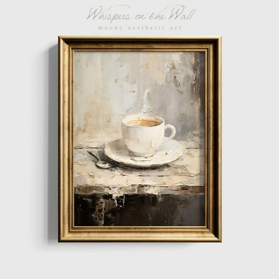 Miluva Neutral Coffee Art Moody Kitchen Wall Art Coffee Lover Gift Coffee Bar Decor Housewarming Art Print Minimalist Art Decor For Living Room Bedroom, 8x12 UNFRAMED