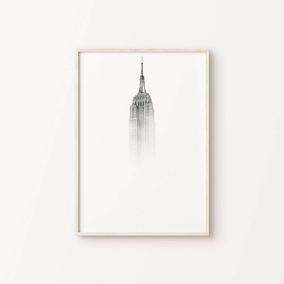 Miluva New York City Print, Black And White Empire State Building s ...