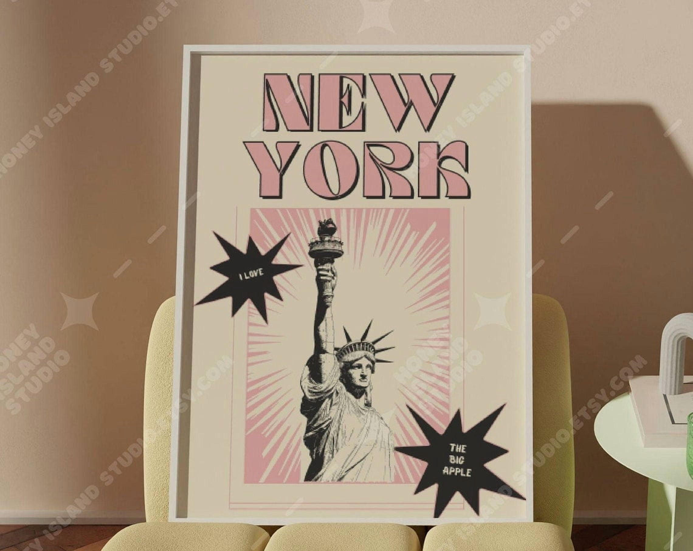 Miluva New York Poster, Travel New York Art Print, Retro Ny , Dorm Room ...