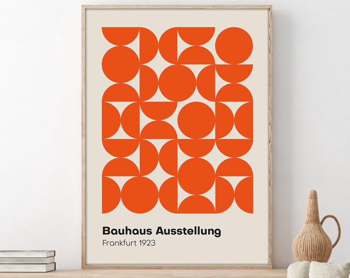 Miluva Orange Bauhaus Geometric Poster, 60S Vintage Minimal Poster ...