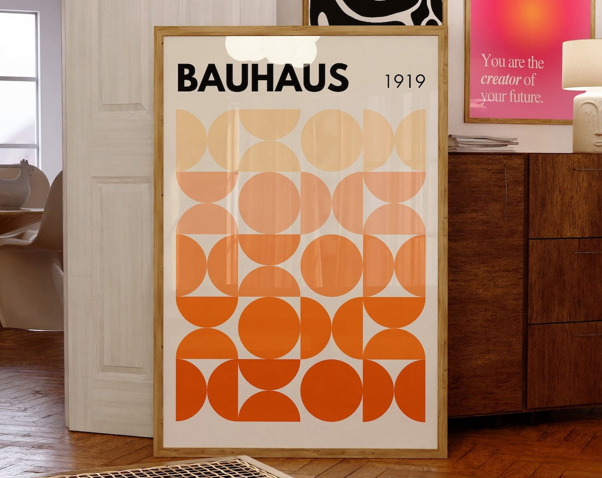 Miluva Orange Geometric Bauhaus Exhibition Poster Print Bauhaus Circle ...