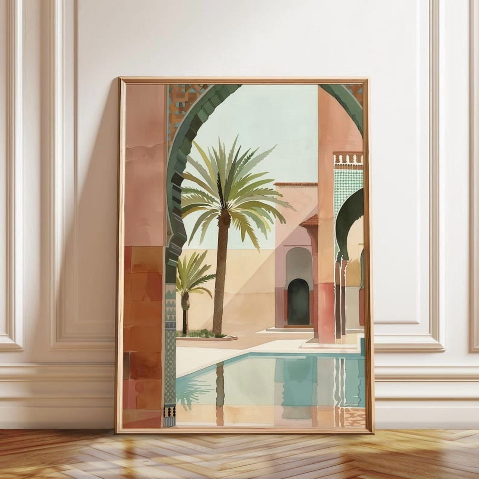 Curated visual reference: Miluva Palm Tree And Pool Artwork Moroccan Poolside Arches Wall Photo Inspiration