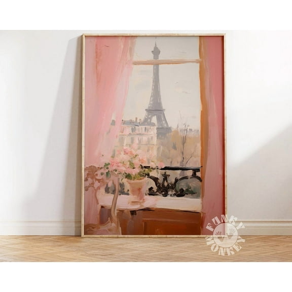Miluva Paris Print, Girly Wall Art, Eiffel Tower , Pink Pastel Paris , Coquette Room Decor, Trendy Wall Art, Parisienne Aesthetic Wall Art Decor For Home Office, 24x36 UNFRAMED