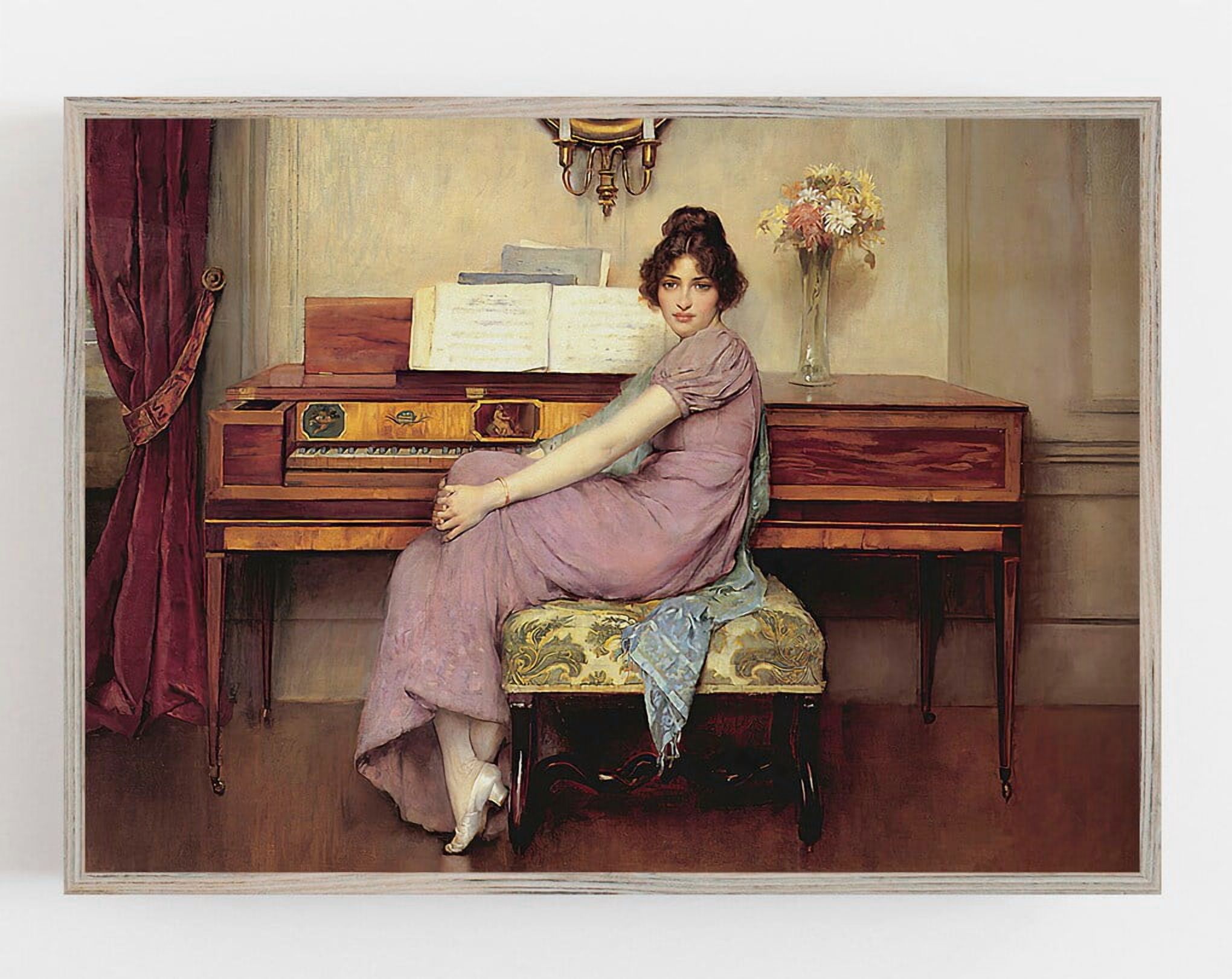 Miluva Piano Player Art Music Wall Art Vintage Wall Art Woman Portrait ...
