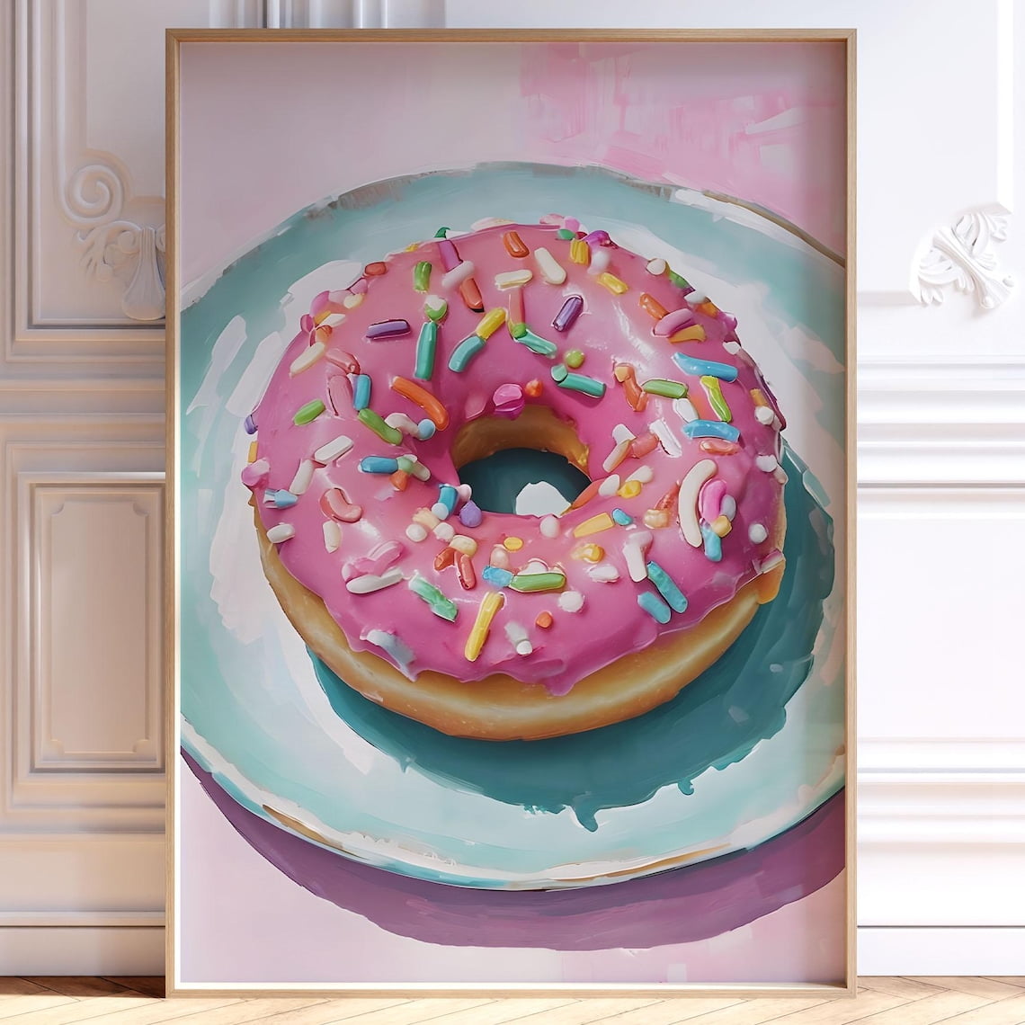 Miluva Pink Donut Print, Donut Wall Art, Trendy Pastel Print, Light ...