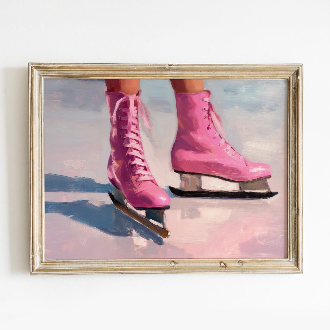 Miluva Pink Ice Skates Girly Wall Art, Trendy Ice Skating Print, Preppy ...
