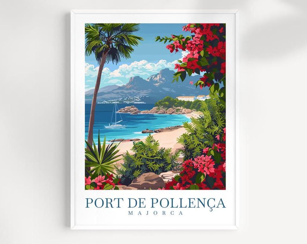 Miluva Port De PollenÃ§a Travel Print Wall Art Majorca Wall Hanging ...