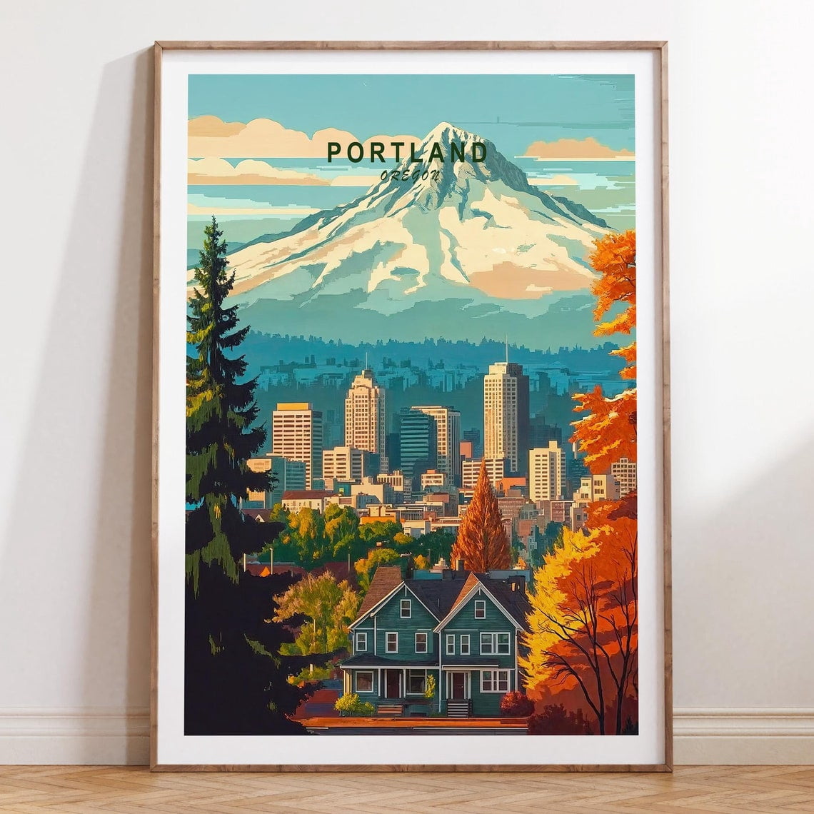 Miluva Portland Travel Poster, Portland Oregon Wall Art, Oregon Travel ...