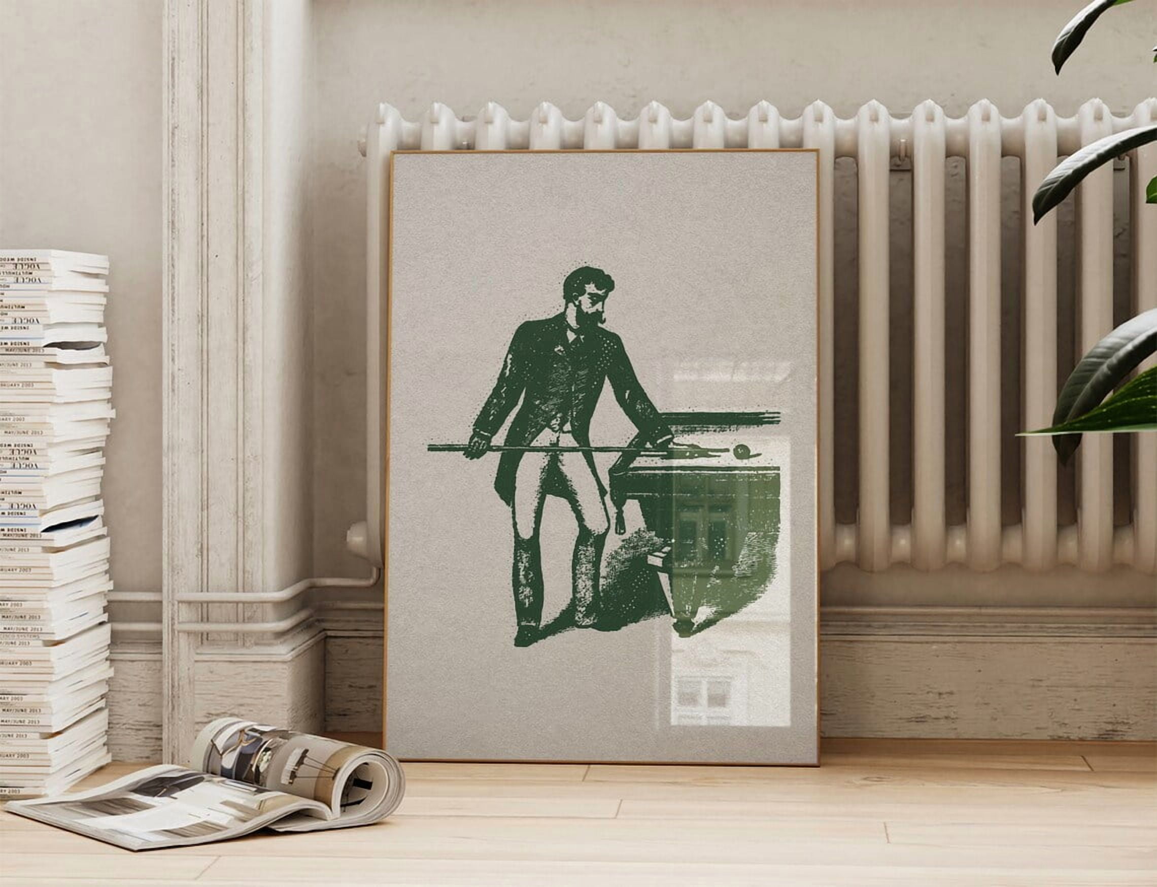 Miluva Preppy Pool Poster Retro Billiards Print Vintage Pool Green Game ...