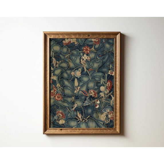 Miluva Print On Demand Cottage Core Decor Birds Textile Downloadable Print Moody Wall Art Wall Art Apartment Decor ,Decor For Living Room Bedroom, 12x18 UNFRAMED