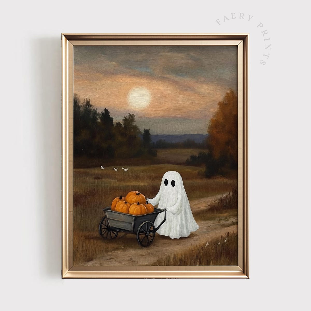 Fall Gost Miluva Pumpkin patch ghost landscape halloween wall art fall landscape ...