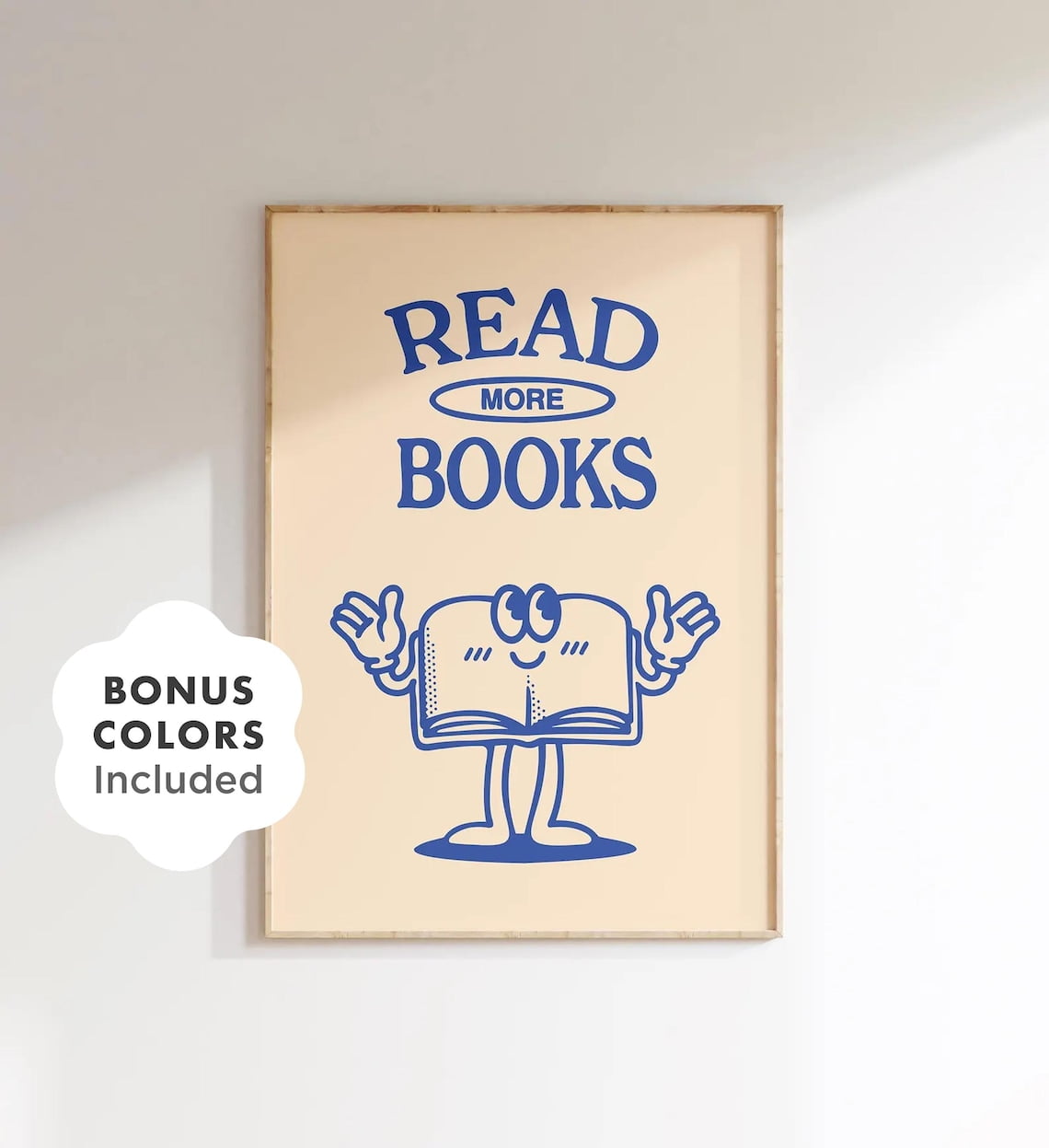 Miluva Read More Books Wall Art Printable, Retro Book Character Poster ...
