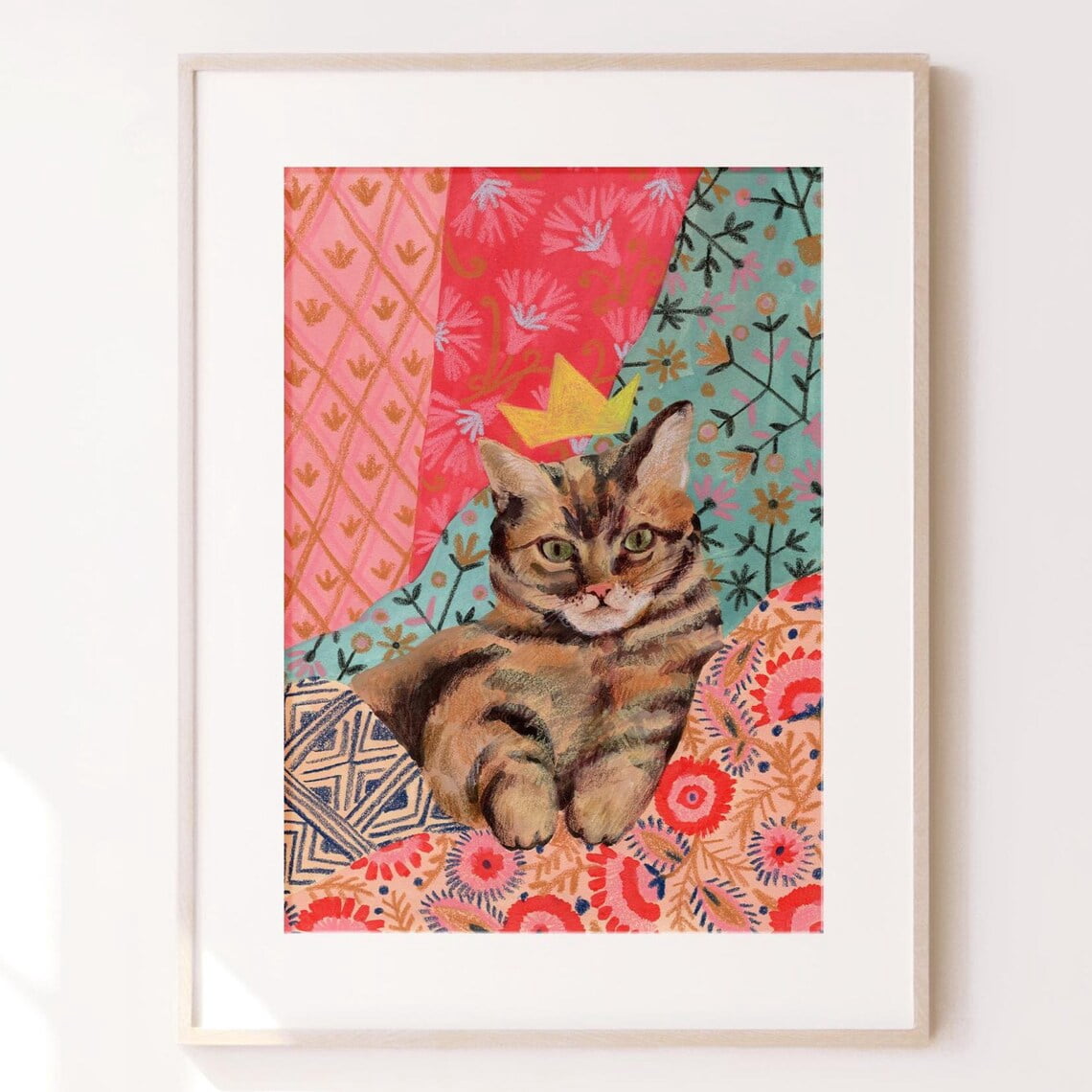 Miluva Royal Cat Art Print Whimsical Feline Portrait With Crown ...
