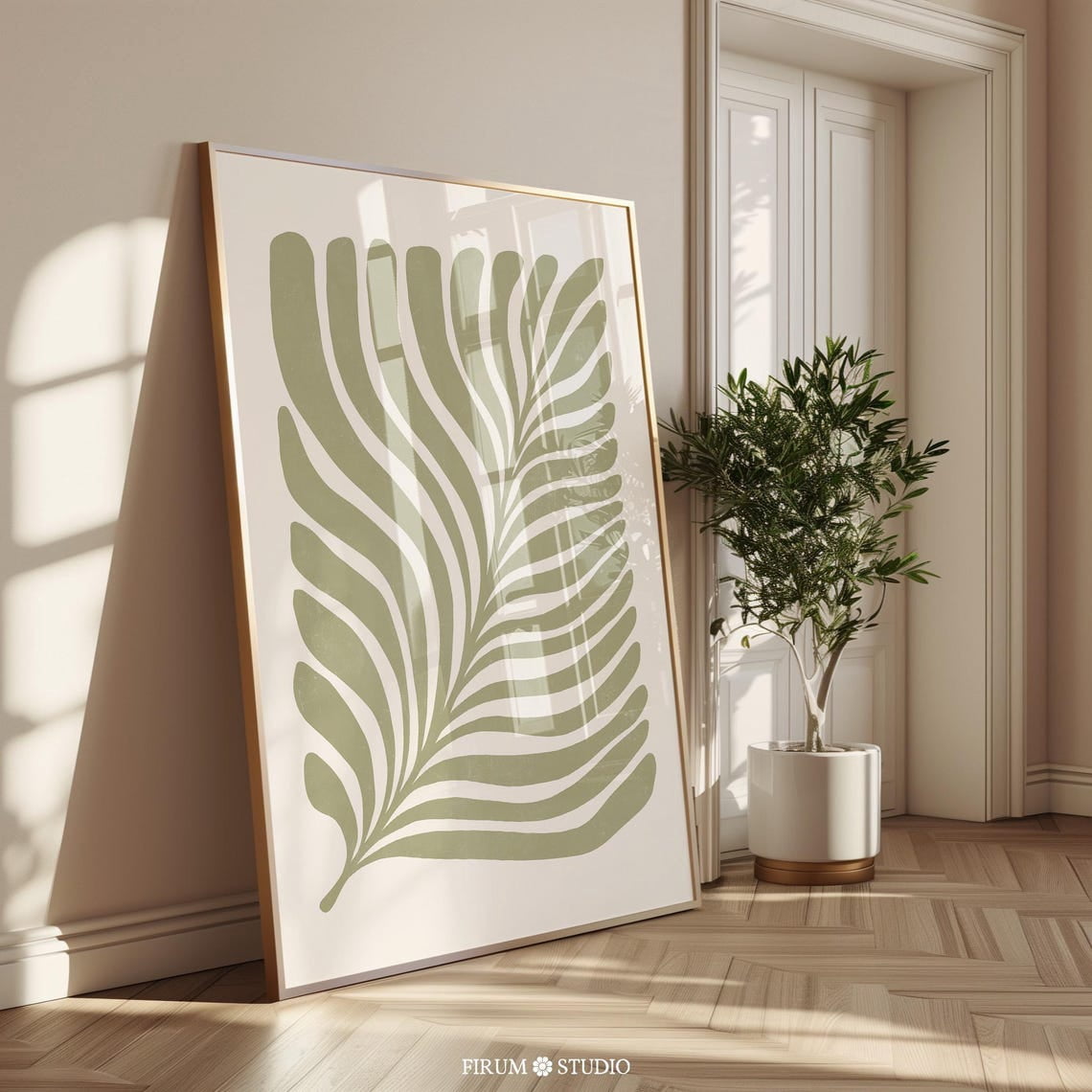 Miluva Sage Green Abstract Botanicalable Print, Abstract Organic Wall ...
