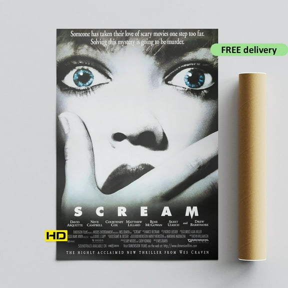 Miluva Scream 1996 movie art print: drew barrymore – Retro horror decor – Poster, 8x12 UNFRAMED