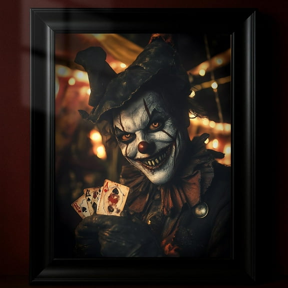 Miluva Sinister clown art print – Evil jester poster – Creepy circus wall decor, 12x18 UNFRAMED