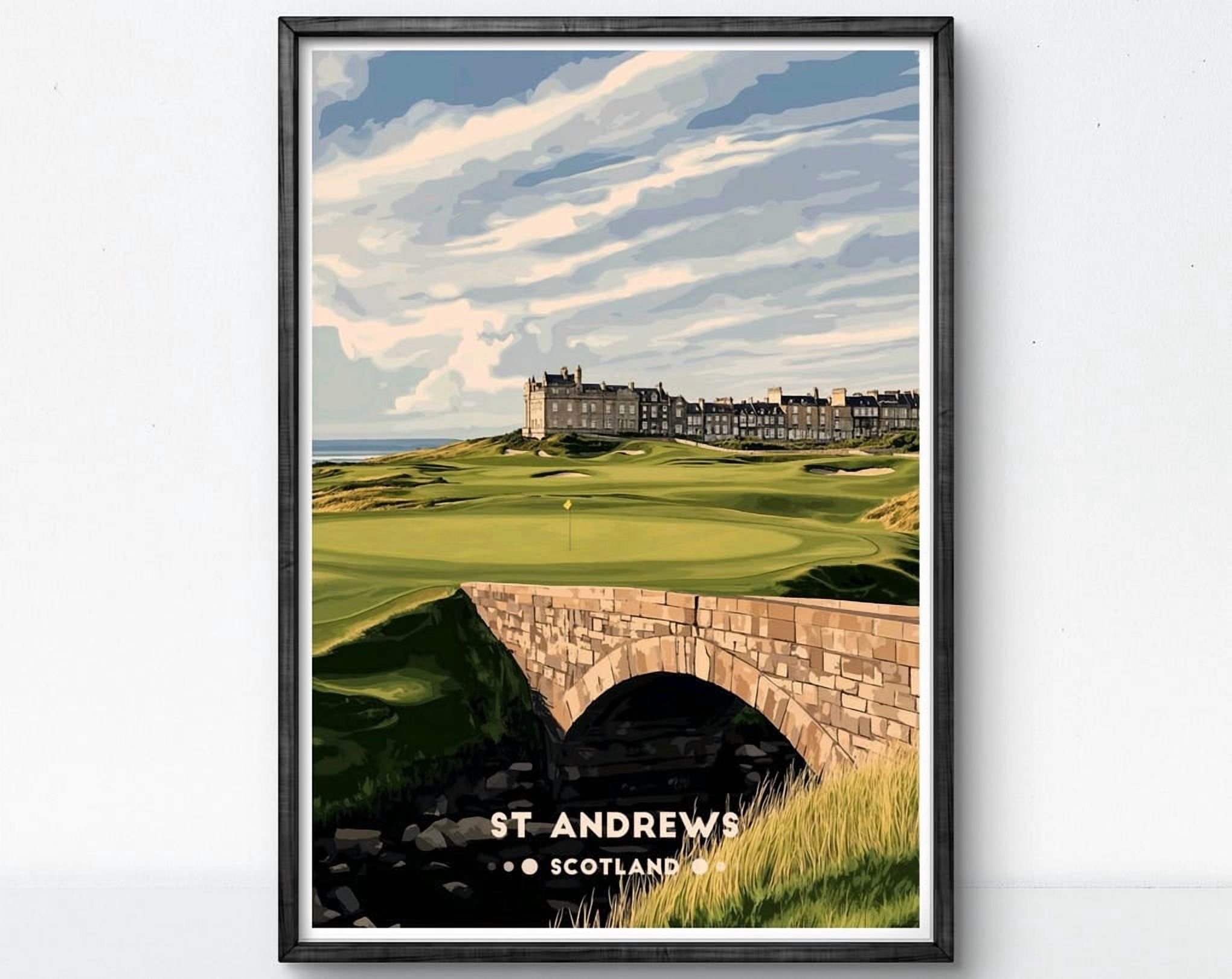 Miluva St Andrews Golf Poster, Scotland Golf Art Print, Old Course Wall ...