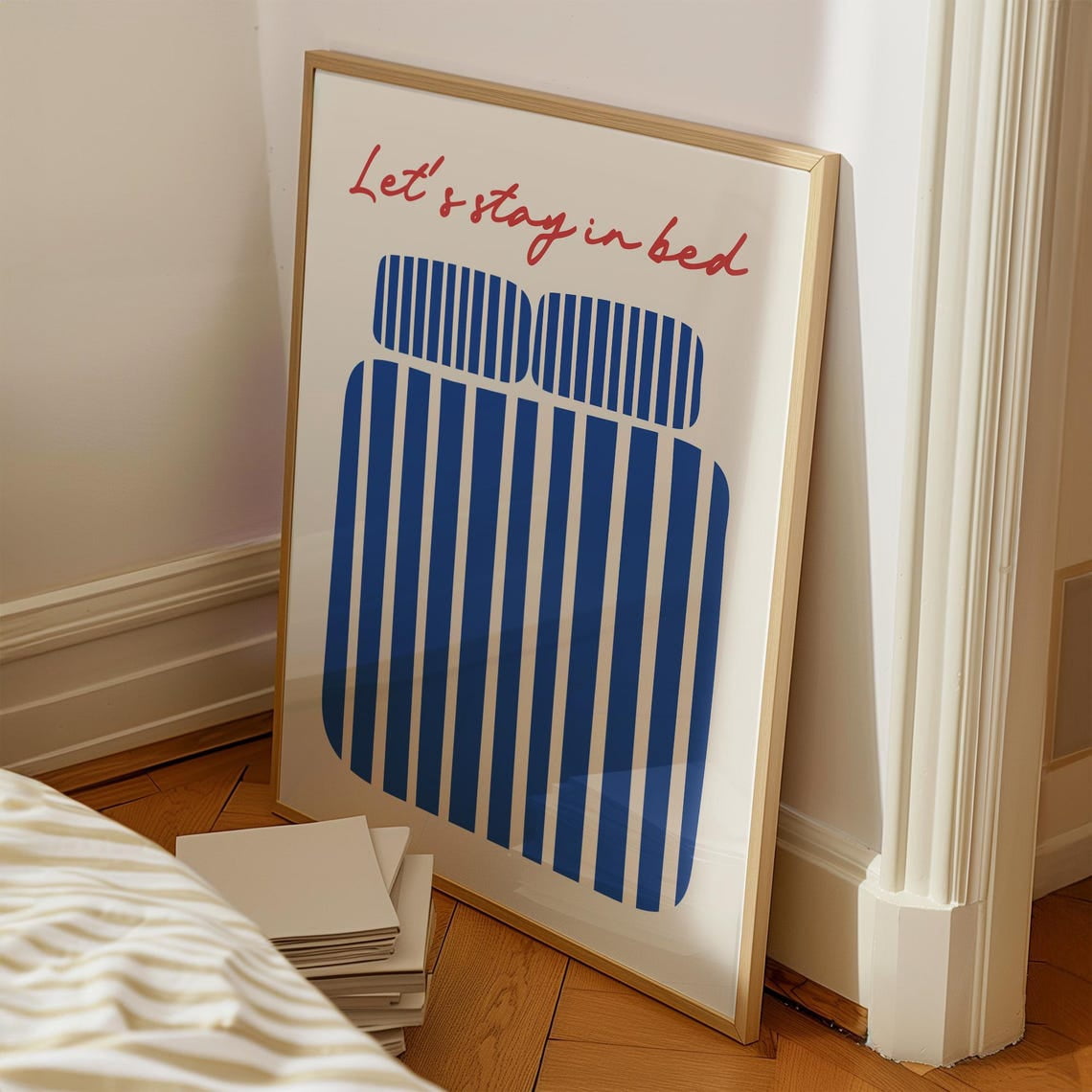 Miluva Let'S Stay In Bed Print, Cute Bedroom Wall Art, Aesthetic ...