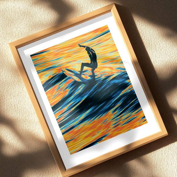 Miluva Surf'S Up Surreal Art Waves And Surfing Poster Retro Illustration Vintage Surreal Adventure Collage Beach Summer Wall Decor Decor For Living Room Bedroom, 8x12 UNFRAMED