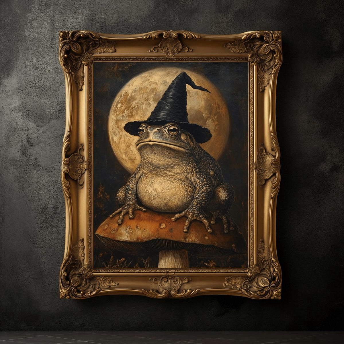 Miluva Toad wearing a witch hat print – Frog poster – Vintage halloween ...