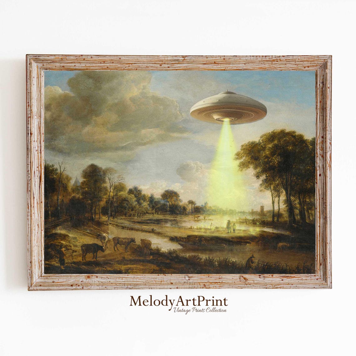 Miluva Ufo Altered Vintage Landscape Print, Ufo Art, Alien Abduction ...