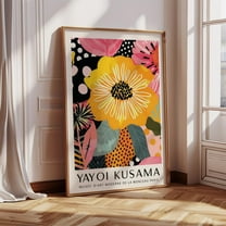 Miluva Vibrant Yellow Floral Wall Art Yayoi Kusama Inspired Modern Flower Print For Living Room, Bedroom, Or Bathroom Decor No Poster Wall Art, 8x12 UNFRAMED