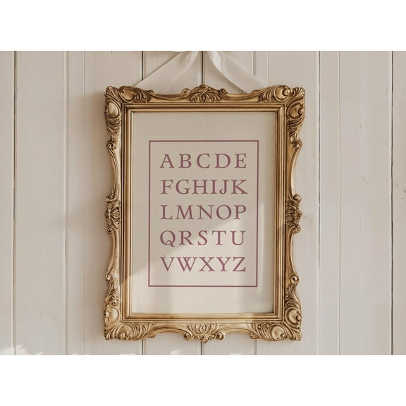Miluva Vintage Abc Print Printable Wall Art, Muted Pink Nursery Decor, Abc Letter Poster, Cute Kids Room Decor, Alphabet Girls Decor For Living Room Bedroom, 8x12 UNFRAMED