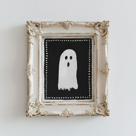 Miluva Vintage Decor Ghost Prints Spooky Wall Art s Art Black And White Cute Ghost Print Home, Decor For Living Room Bedroom, 8x12 UNFRAMED
