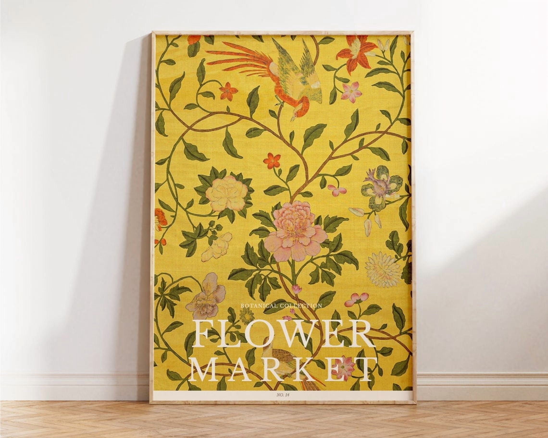 Miluva Vintage Flower Market Wall Art - Yellow Botanical Prints For ...