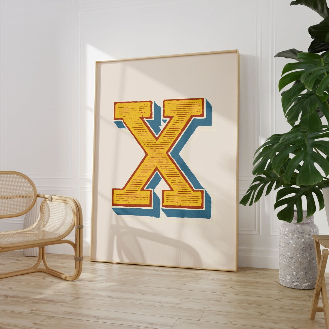Miluva Vintage Initial Print Single Letter Alphabet Poster X Poster