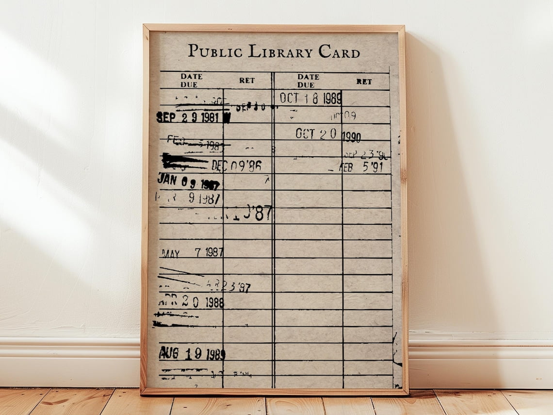 Miluva Vintage Library Card Print Printable Wall Art, Book Lover Gift ...