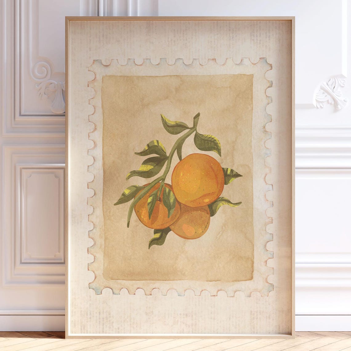 Miluva Vintage Orange Stamp Print, Citrus Kitchen Printable Wall Art ...