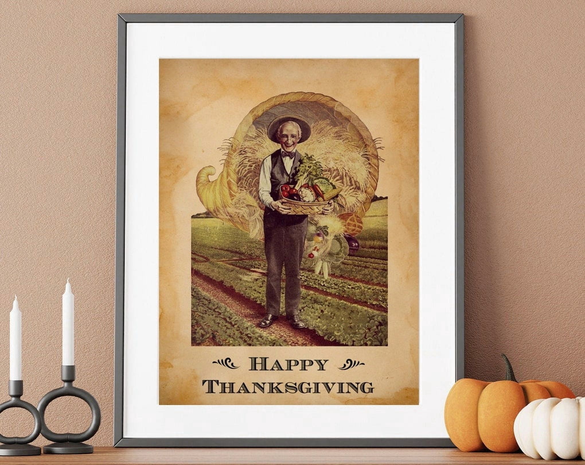 Miluva Vintage Thanksgiving Man With Basket Of Food From His Farm ...