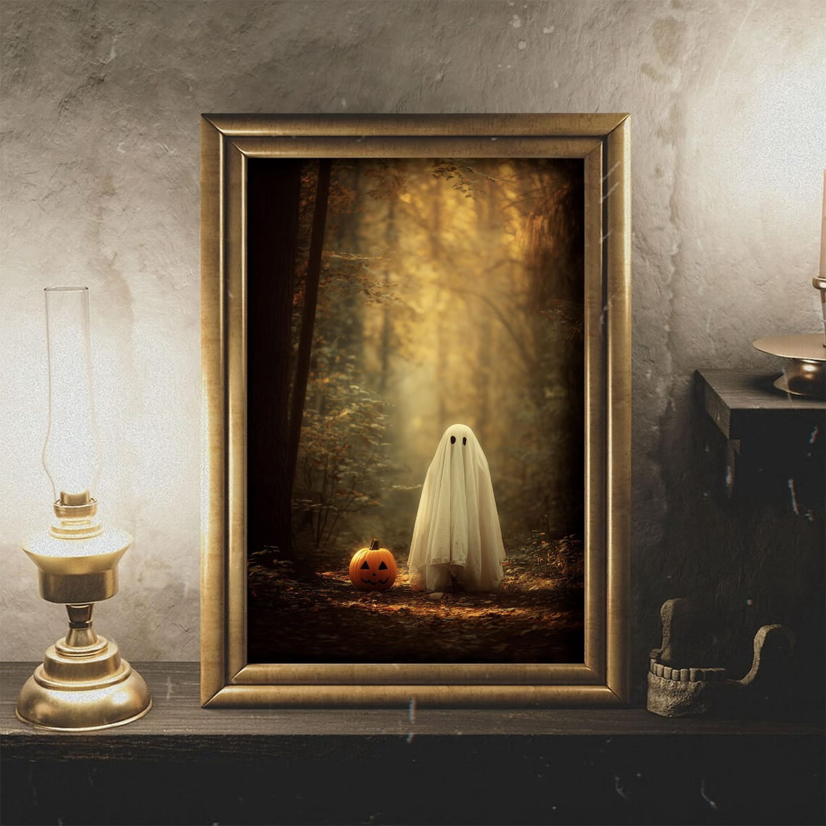 Miluva Vintage halloween ghost poster – Spooky forest wall art print ...