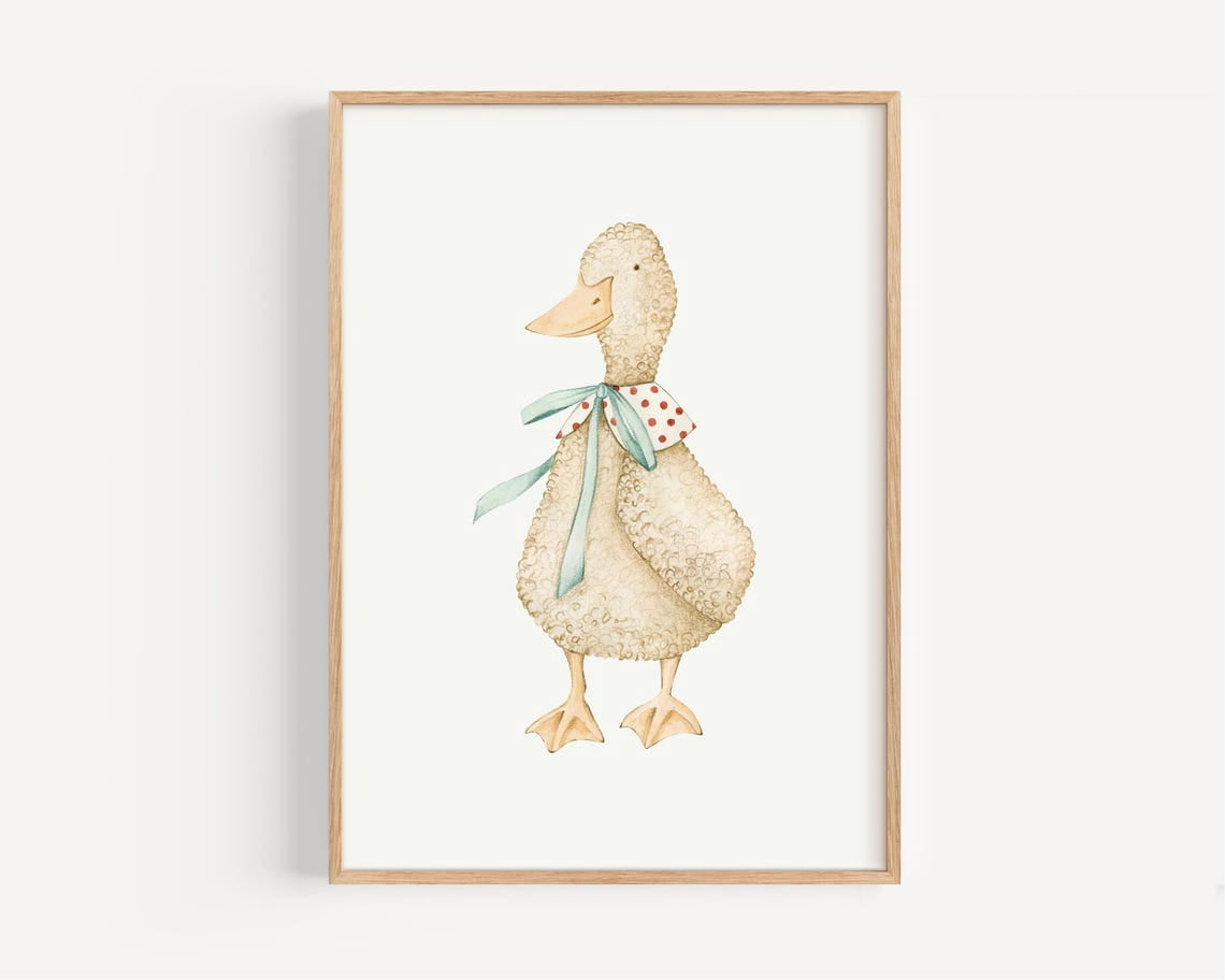 Miluva Whimsical Duck Printable Wall Art Nursery Decor Pastel Farmhouse ...