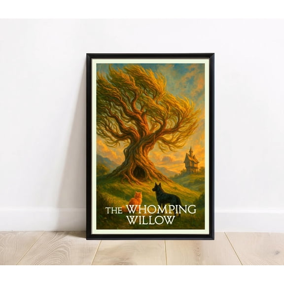 Miluva The Whomping Willow Travel Poster - Hogwarts Magical Tree Art Print - Marauders Map Decor - Wizarding World Decor For Living Room Bedroom, 12x18 UNFRAMED
