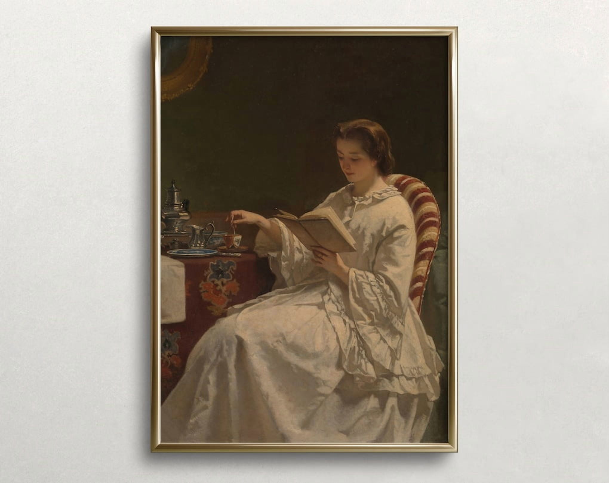Miluva Woman Reading Book Woman Portrait Vintage Wall Art Dark Moody ...