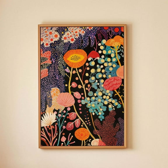 Miluva Yayoi Kusama Artworks Floral Wall Art Kusama Inspired Print Modern Polka Art Japanese Wallart Botanical Print Decor For Living Room Bedroom, 8x12 UNFRAMED