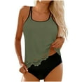 thumbnail image 1 of Miluxas 2 Pcs Womens Tankini Swimsuits Eyelet Bathing Suits Swim Tank Top Boyshorts Athletic Swimwear Green XL(XL), 1 of 9