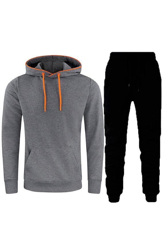 2 Piece Outfits for Men and Women Hoodie Sets Long Sleeve Sweatshirt Jogger Pants Sets Unisex Sweatsuits Y2K Clothes Dark Gray