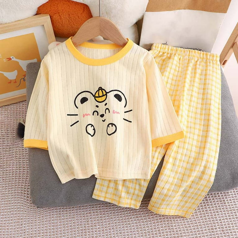 YELLOW PATTERNED TWO-PIECE PAJAMAS IN COTTON, NEWBORN YELLOW PATTERNED TWO-PIECE PAJAMAS IN COTTON, NEWBORN