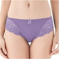 thumbnail image 1 of Miluxas 2024 Clearance Swim Cloth Lace Mid-waist Women's Panties Lining Cotton Women's Briefs Purple 6(M), 1 of 1