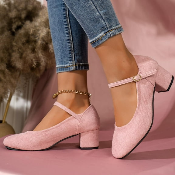 Miluxas Dress Heel Shoes Women's Pumps Low Chunky Block Heel Round Toe Comfortable Dress Shoes