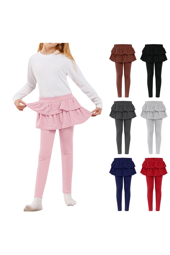 Girls Leggings Toddler Pants Leggings for Girls School Uniform Tutu Kids Ruffle Skirt Pull On Warm Clothes