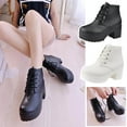 thumbnail image 1 of Miluxas Heeled Boots Women Lug Sole Lace up Fashion Combat Ankle Boot, 1 of 9