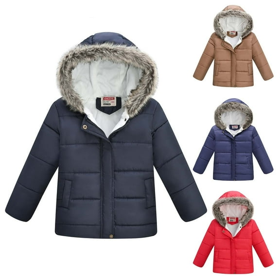 Miluxas Kids Thicken Hooded Jacket Warm Winter Coat Windproof Outwear for Boys Padded Jacket Cool Casual