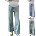 thumbnail image 1 of Miluxas Maternity Jeans Pants Women's Maternity Wideband Waist Flare Leg Pregancy Denim Jeans with Pockets, 1 of 3
