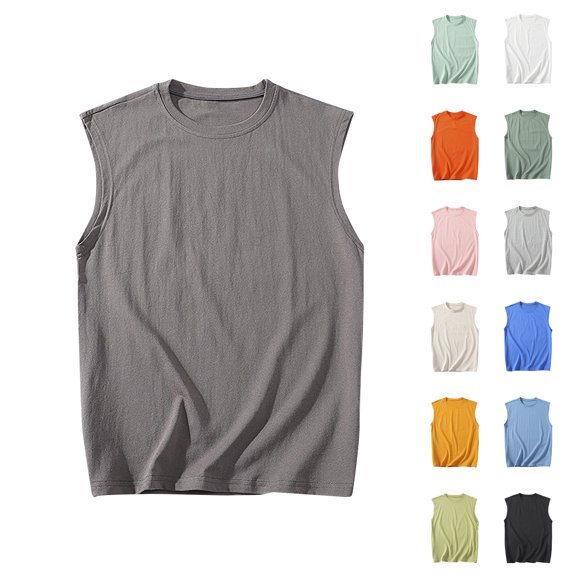 Miluxas Men's Casual Tank Tops Sleeveless Beach Muscle T Shirts Summer Fashion Tank Shirt