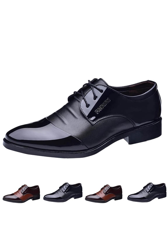Men's Dress Shoes Leather Formal Derby Shoes Business Classic Lace Up Wingtip Shoes for Men