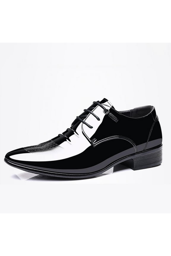 Men's Faux Patent Leather Tuxedo Dress Shoes Classic Lace-up Formal Oxford